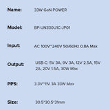 llano 33W GaN Type-C Fast Charge Plug  Phone PD QC Charger USB【llano-White-PDL4】