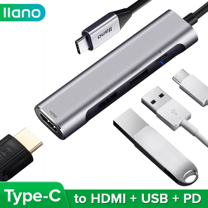 llano 4 in 1 Type-C Docking Station Data Hub ( Type C to HDMI / USB 3.0 / USB 2.0 / PD Power Charging Converter )【LJN-TZW006】