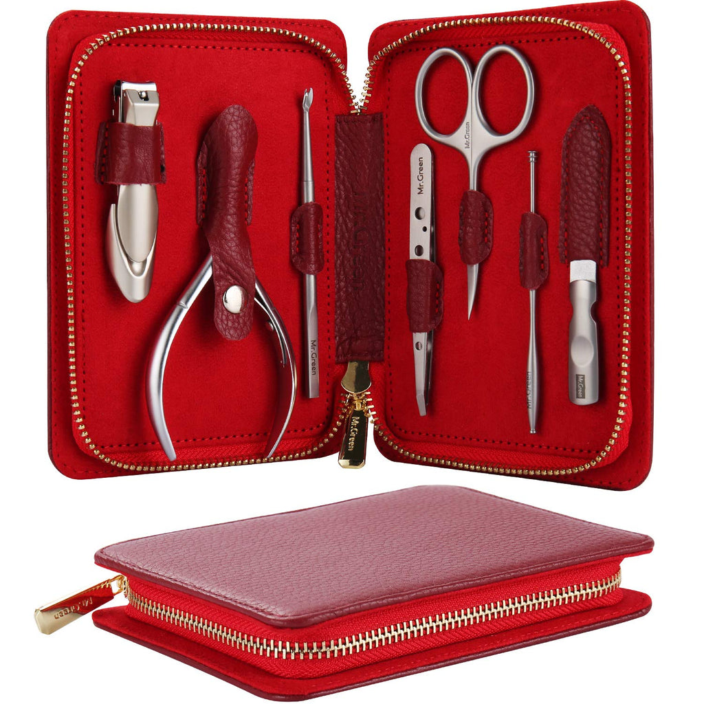 MR.GREEN Manicure Set, Pedicure Sets, Nail Clipper, Stainless Steel Professional Nail Cutter with Leather Case（Mr-8006plus）