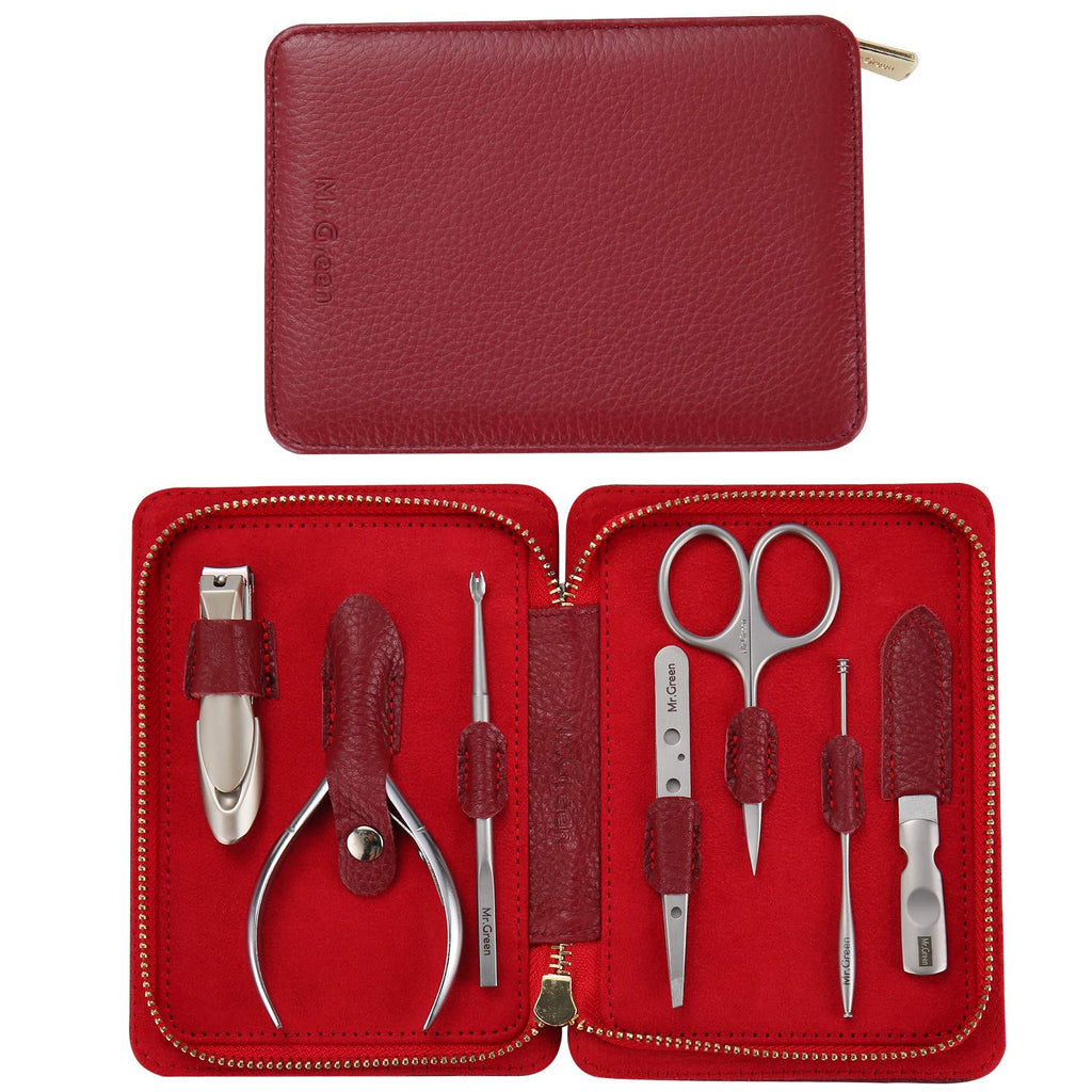 MR.GREEN Manicure Set, Pedicure Sets, Nail Clipper, Stainless Steel Professional Nail Cutter with Leather Case（Mr-8006plus）