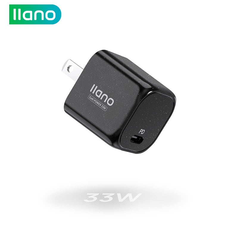llano 33W GaN Type-C Fast Charge Plug  Phone PD QC Charger USB【llano-Black-PDL4】