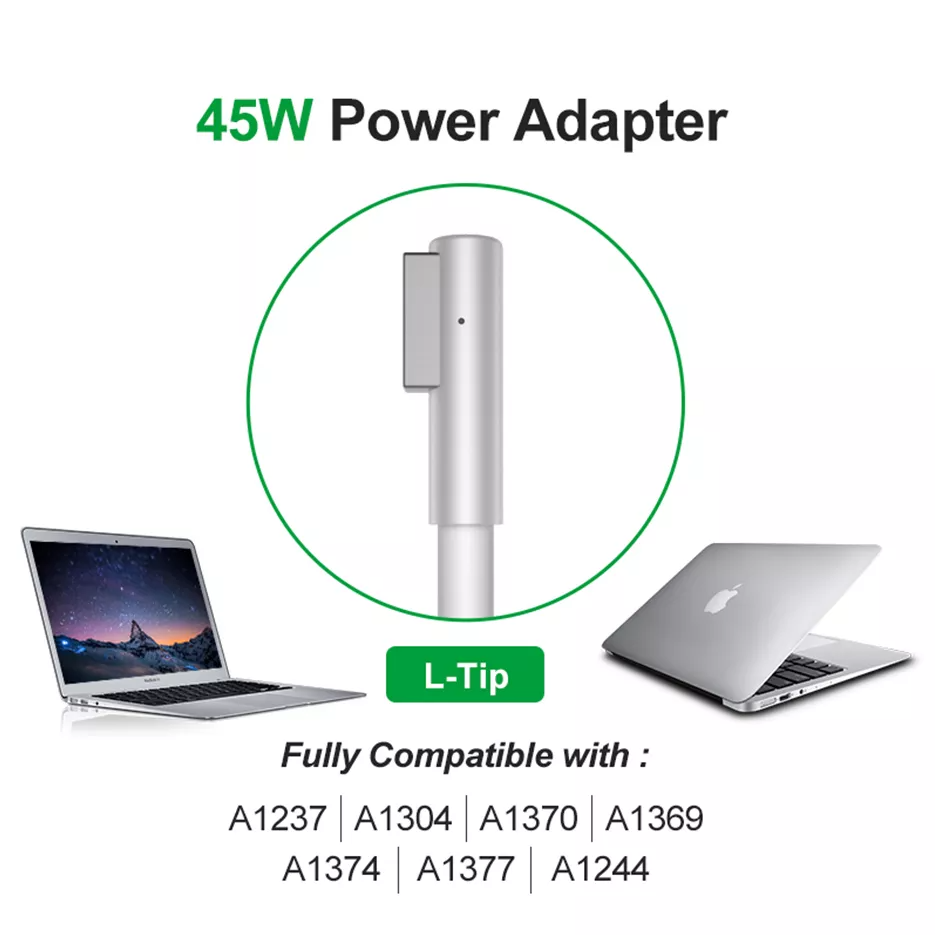 llano Macbook Pro/Air Charger 14.85V 3.05A , 45W Power Adapter L-Tip Compatible With A1465, A1466, A1436